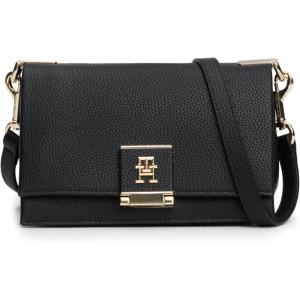 Tommy Hilfiger womens Leather Crossbody Bag With Crossbody Strap(Black)