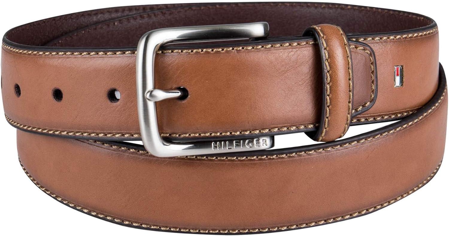 imageTommy Hilfiger Mens Casual SemiDress Belt Versatile for Work or Weekend Regular and Big ampamp Tall SizingBrown Logo
