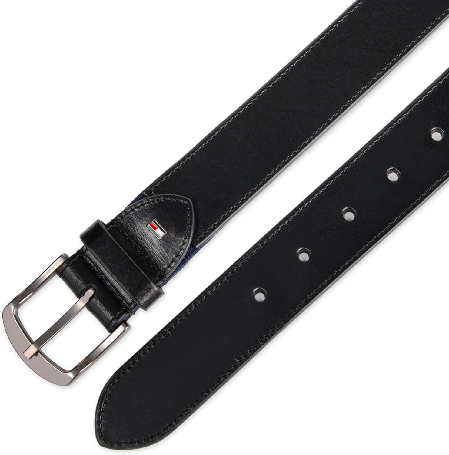 imageTommy Hilfiger Mens Classic Casual Leather Belt for Everyday WearBlack