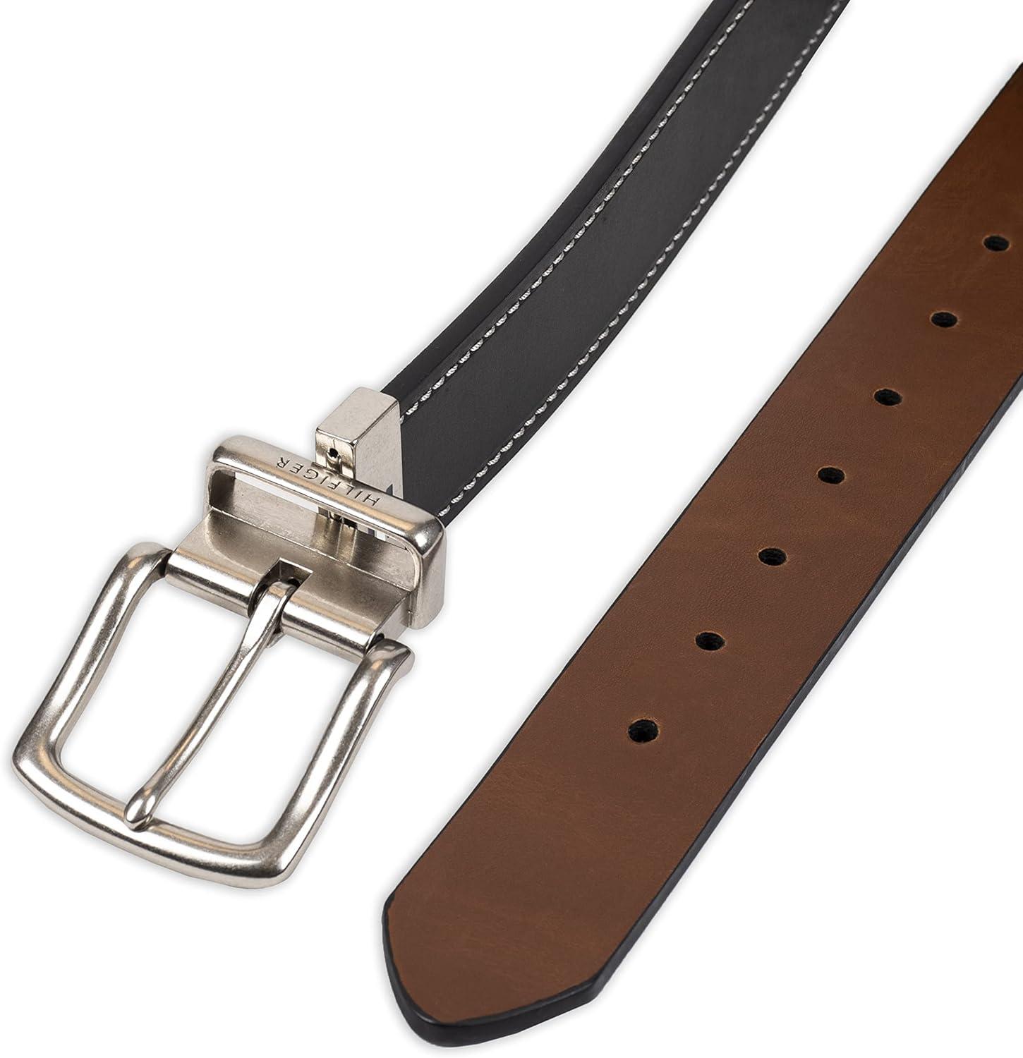 imageTommy Hilfiger mens Reversible BeltBlackBrown Stitch
