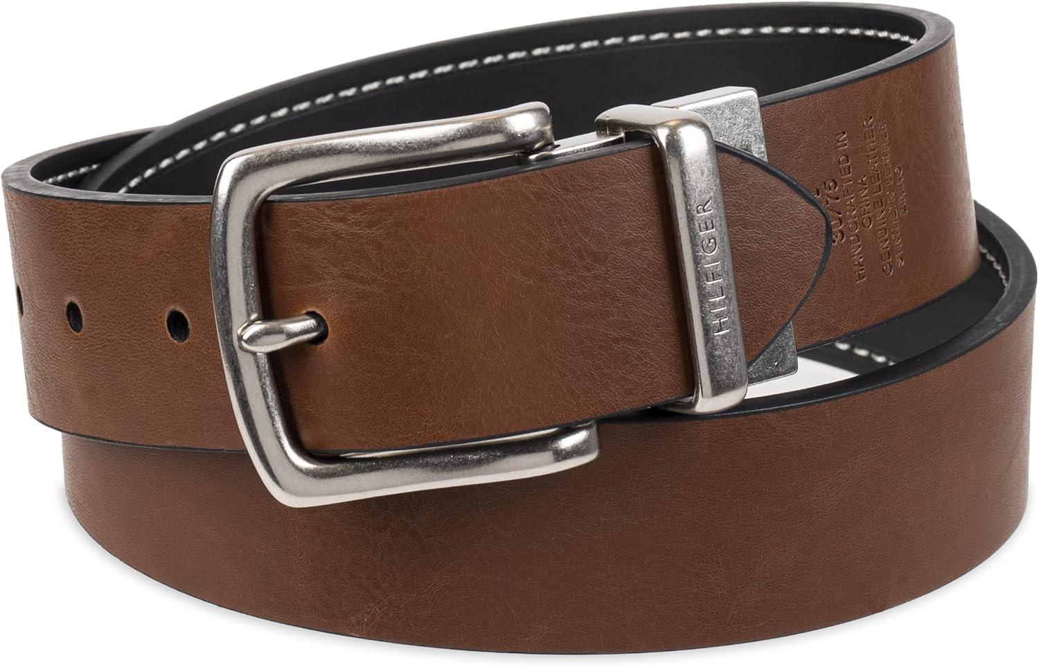 imageTommy Hilfiger mens Reversible BeltBlackBrown Stitch