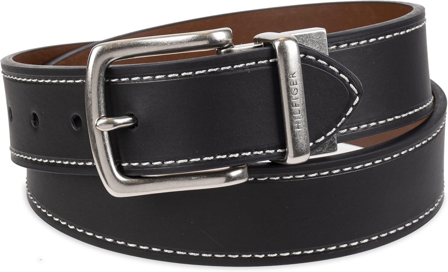 imageTommy Hilfiger mens Reversible BeltBlackBrown Stitch