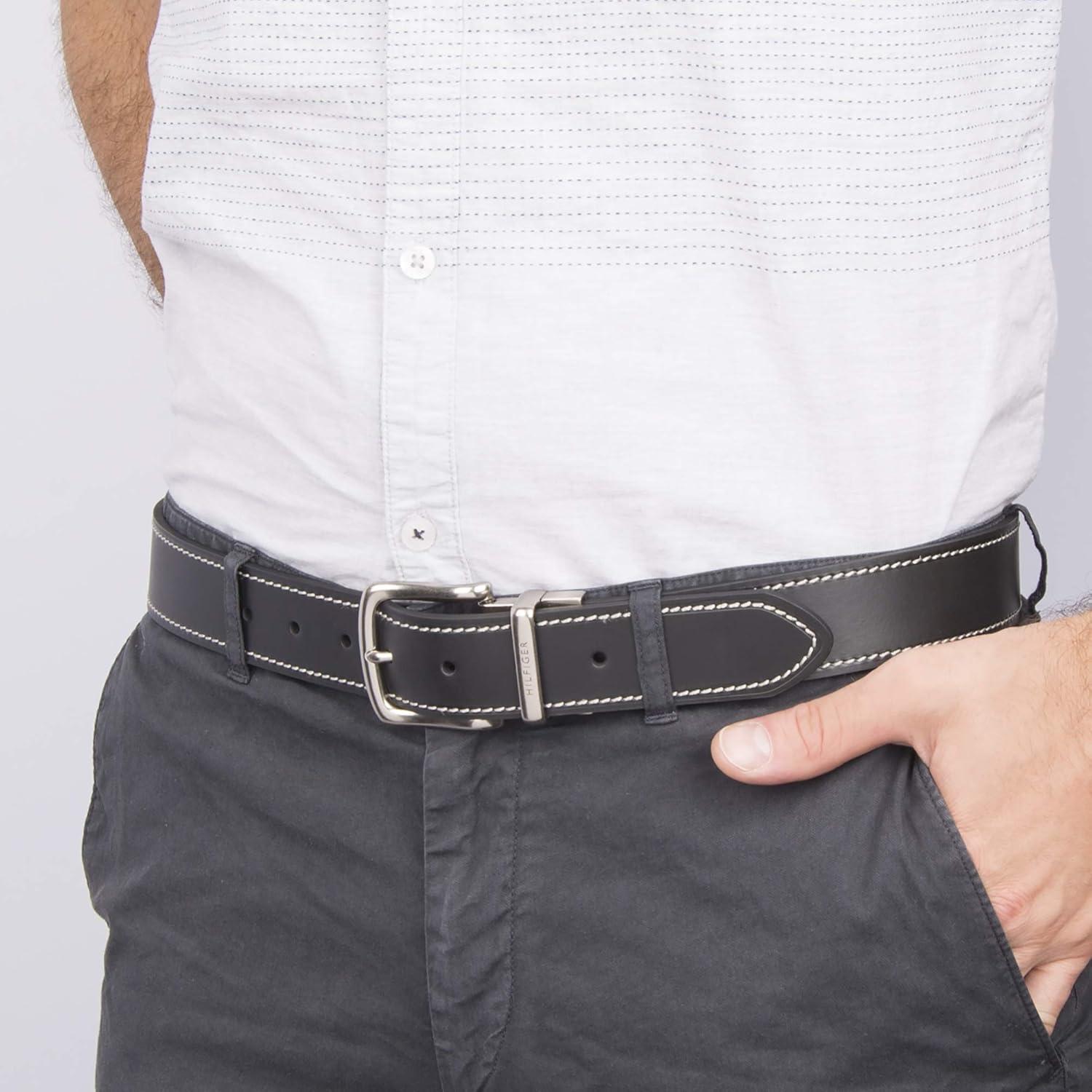 imageTommy Hilfiger mens Reversible BeltBlackBrown Stitch