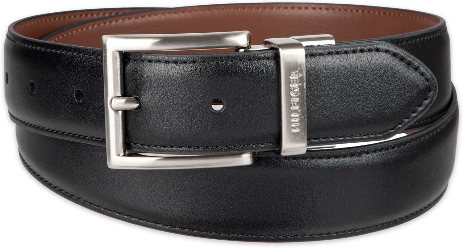 imageTommy Hilfiger mens Reversible BeltBlackTan Silver
