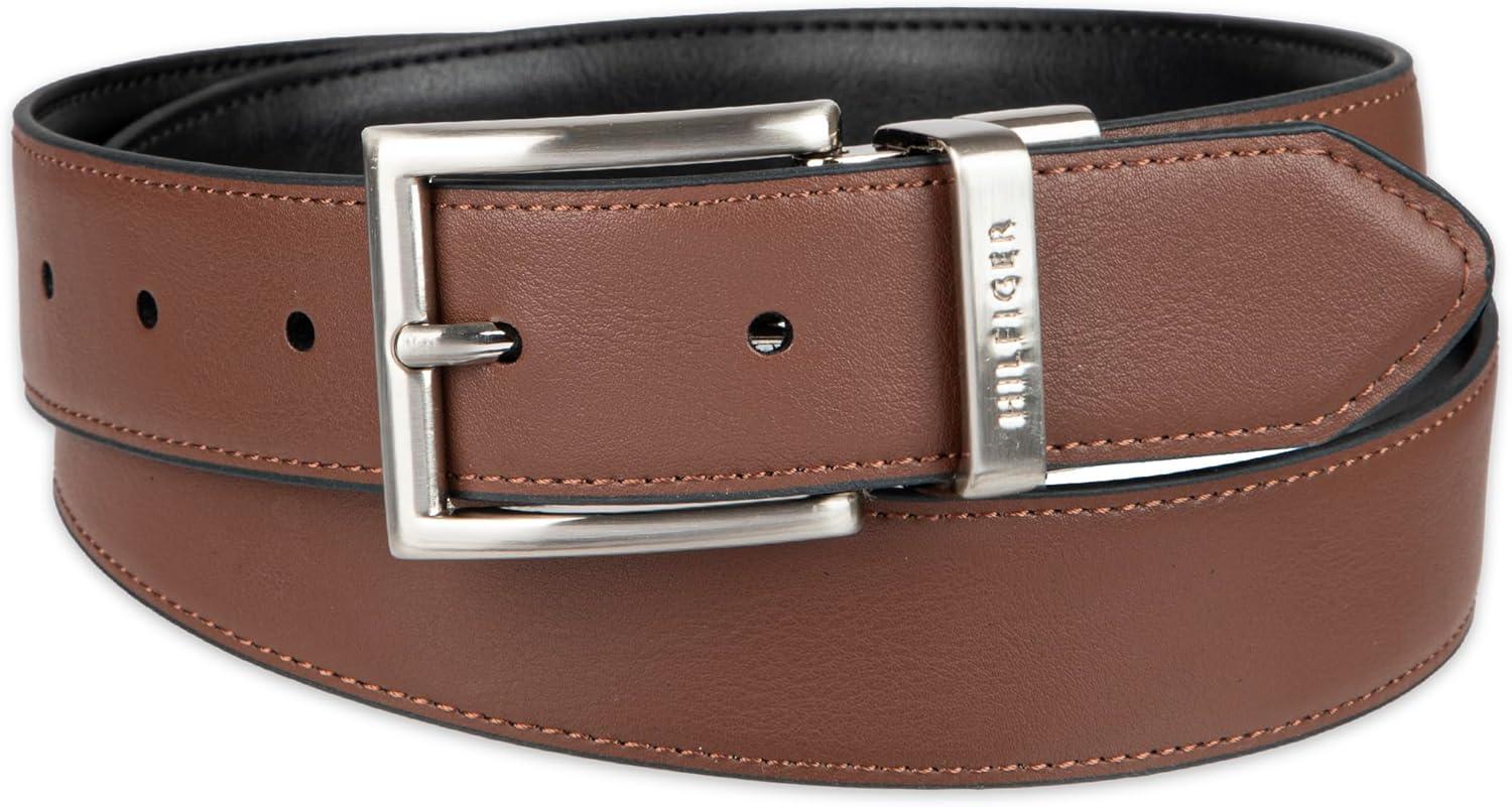 imageTommy Hilfiger mens Reversible BeltBlackTan Silver