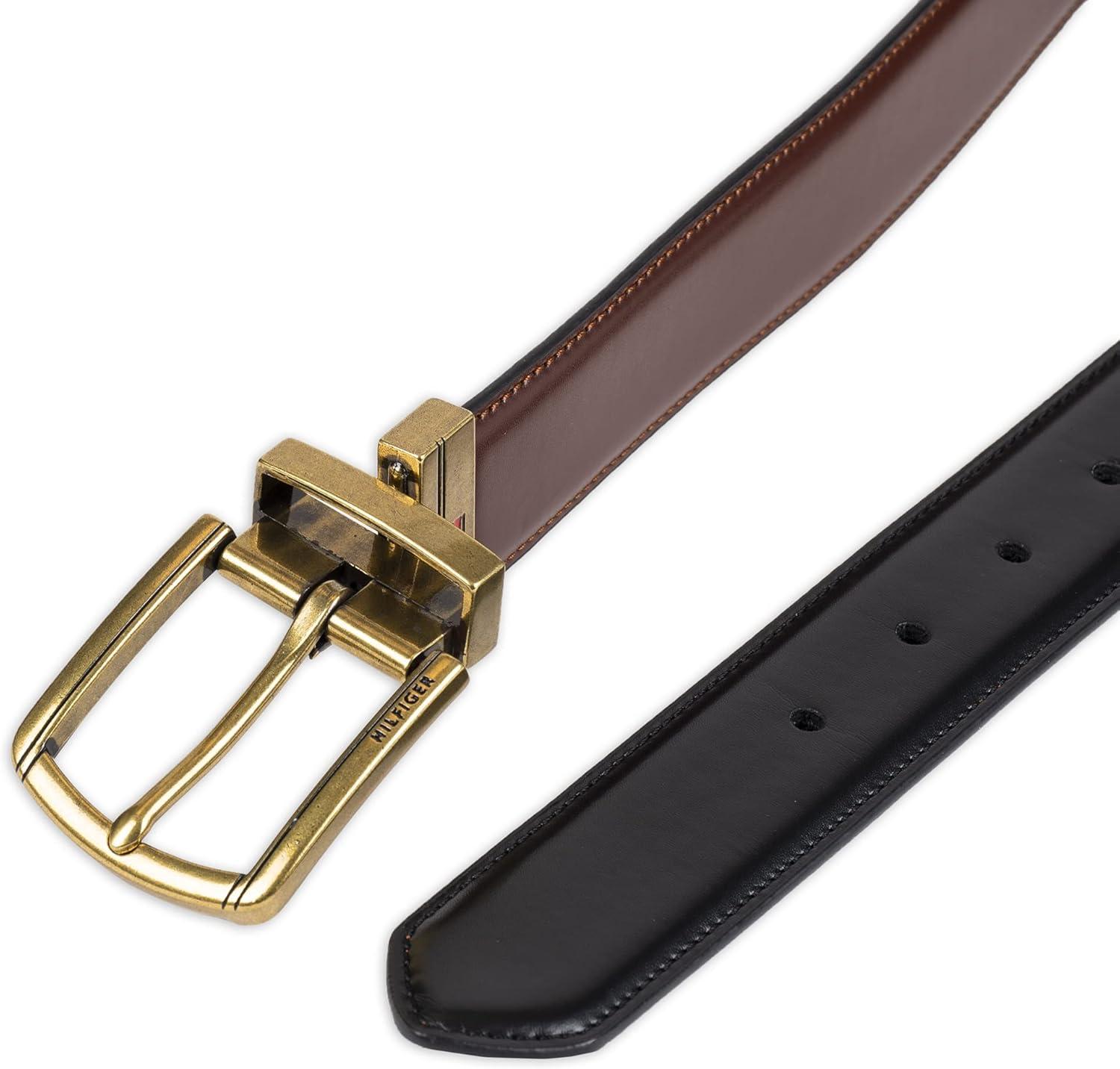 imageTommy Hilfiger mens Reversible BeltBrownBlack Gold