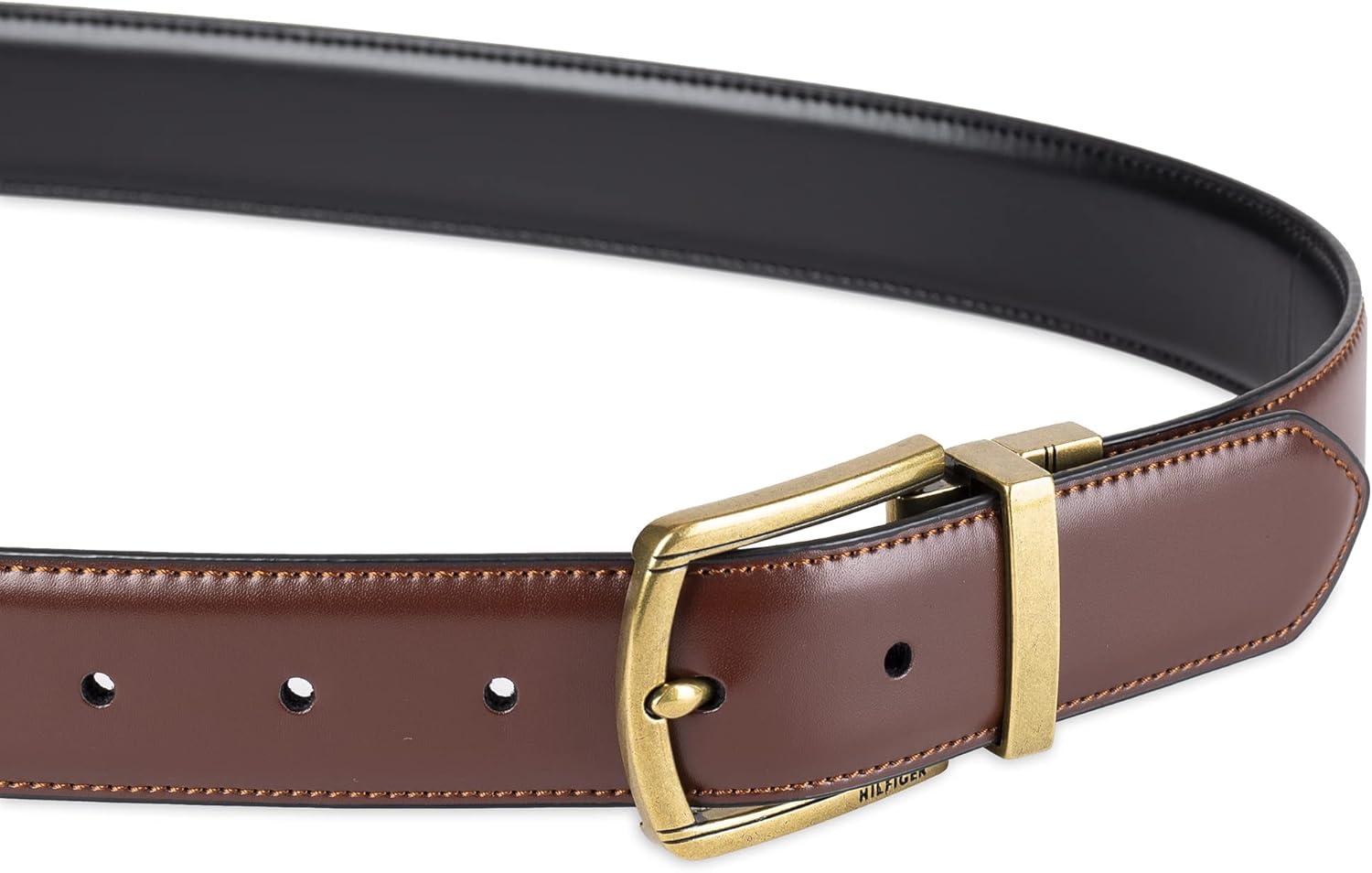imageTommy Hilfiger mens Reversible BeltBrownBlack Gold