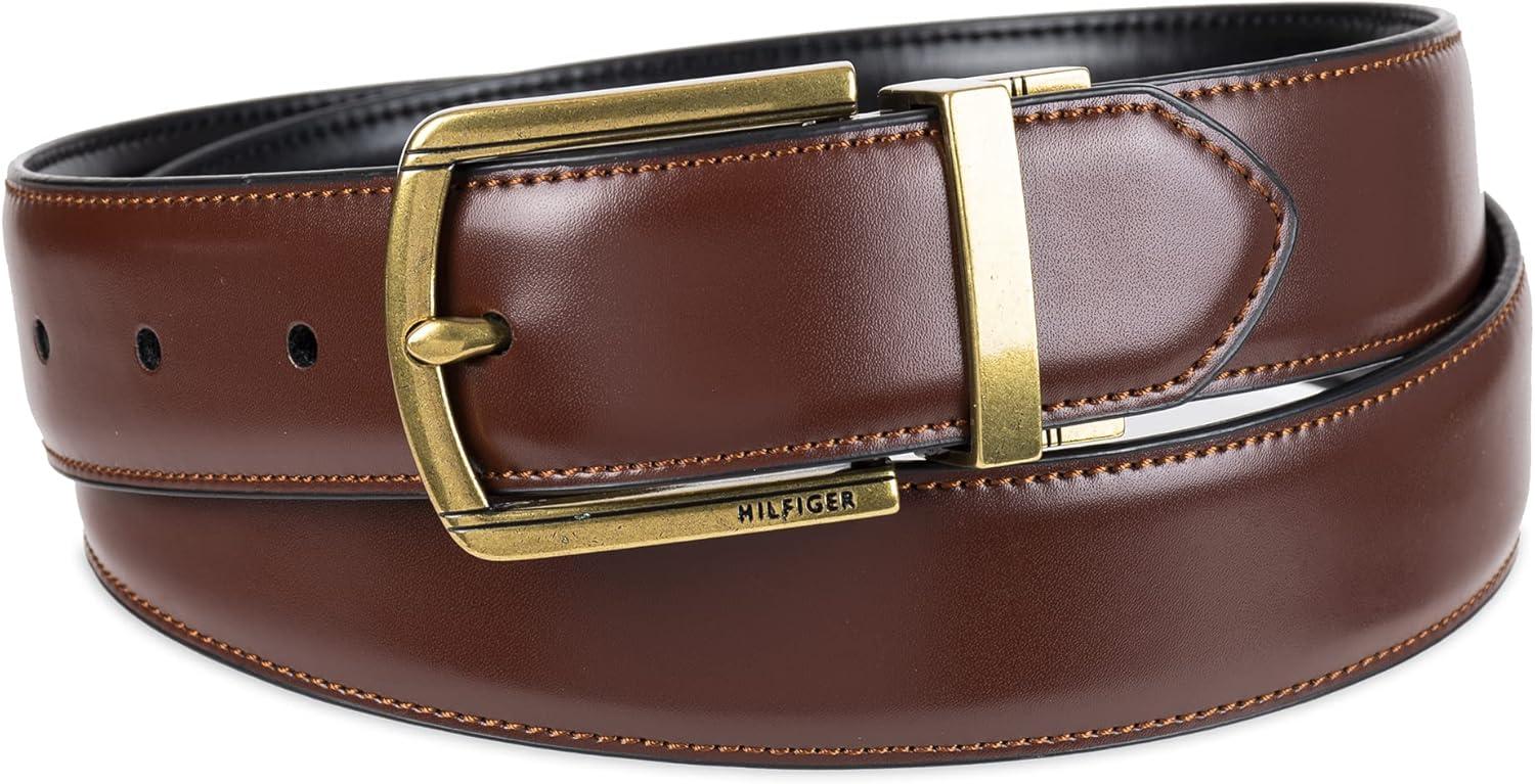 imageTommy Hilfiger mens Reversible BeltBrownBlack Gold