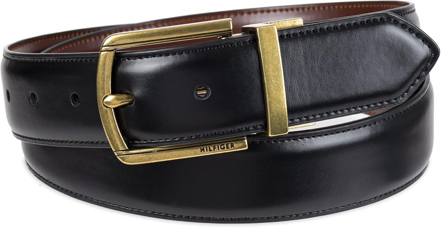 imageTommy Hilfiger mens Reversible BeltBrownBlack Gold