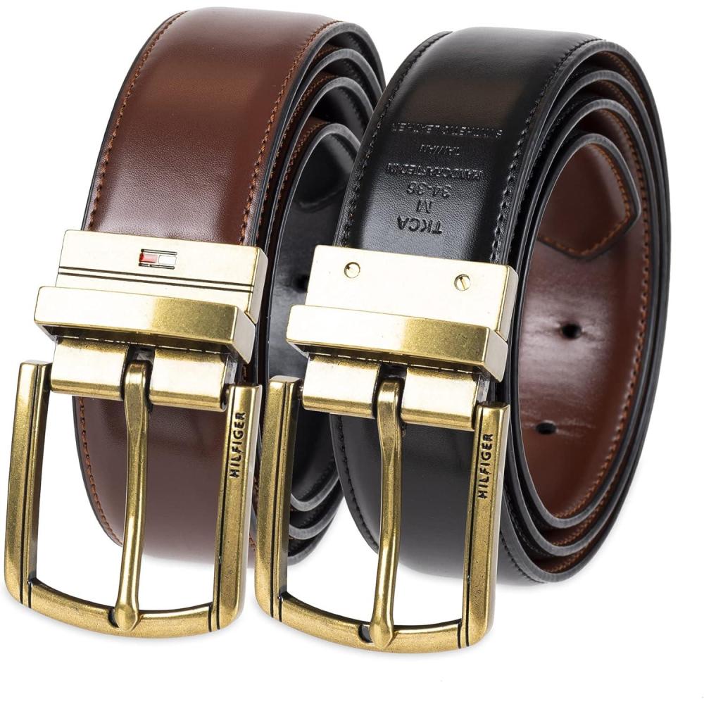 imageTommy Hilfiger mens Reversible BeltBrownBlack Gold
