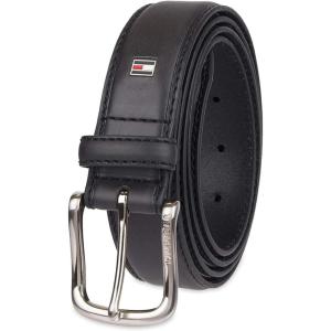 Tommy Hilfiger Men’s Casual Semi-Dress Belt – Versatile for Work or Weekend (Regular and Big & Tall Sizing)(Black Logo)