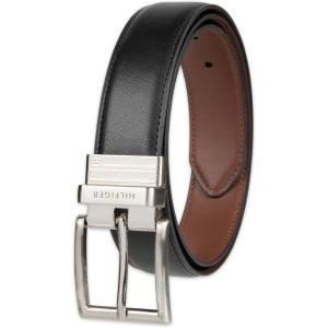 Tommy Hilfiger mens Reversible Belt(Black/Tan Silver)