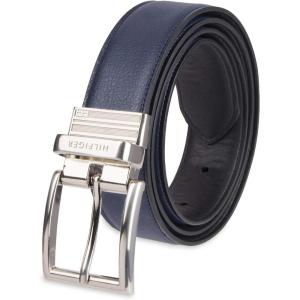 Tommy Hilfiger mens Reversible Belt(Navy/Black Silver)