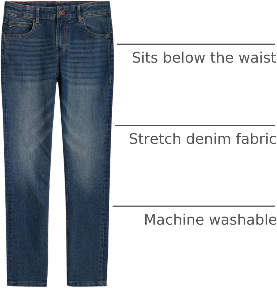 imageTommy Hilfiger Boys 5Pocket Stretch Slim Straight Leg Denim Jean Zipper Fly ampamp Button ClosureCanyon