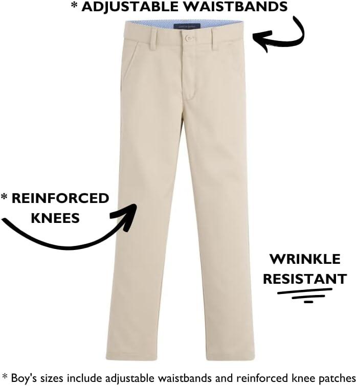 imageTommy Hilfiger Boys Flat Front Twill Blend Dress Pants Kids School UniformsBlack