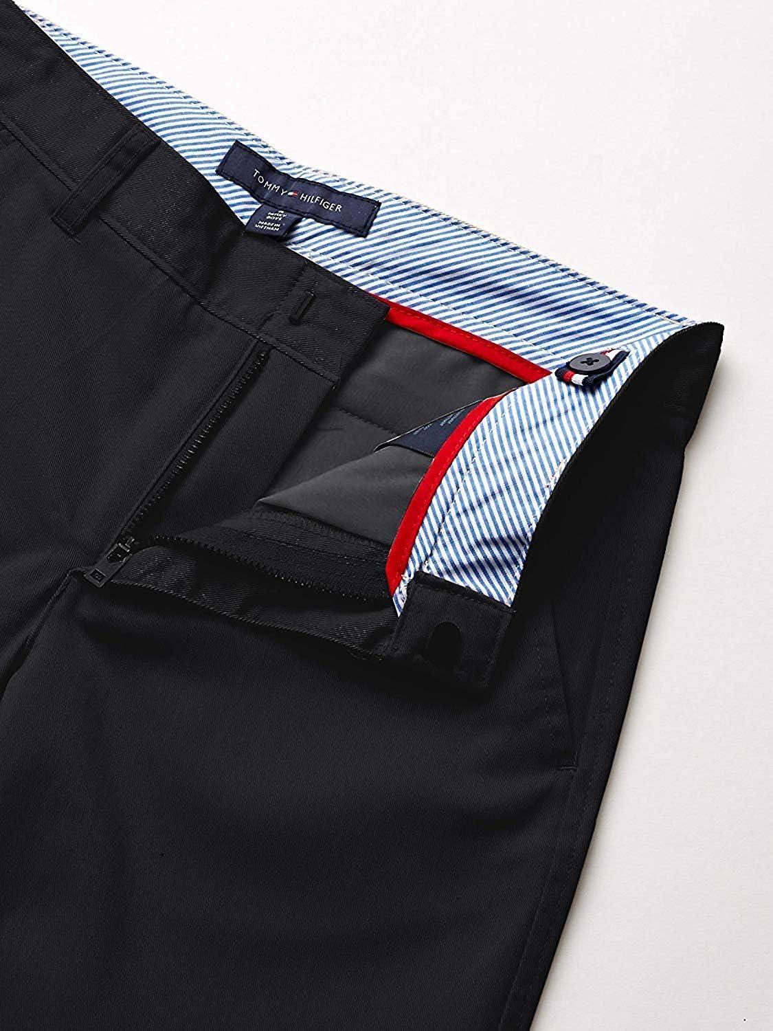 imageTommy Hilfiger Boys Flat Front Twill Blend Dress Pants Kids School UniformsBlack