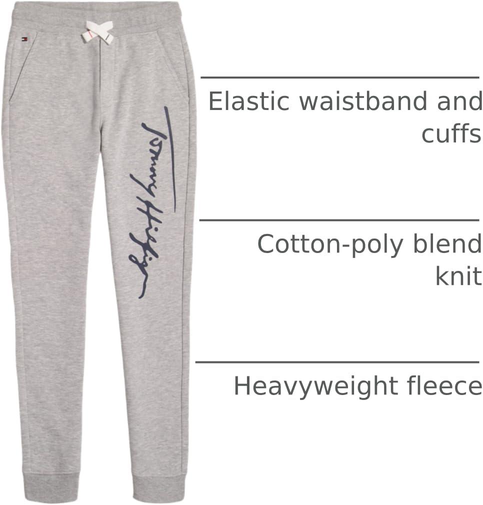 imageTommy Hilfiger Boys Fleece Jogger Sweatpant Drawstring ClosureGrey Heather Script