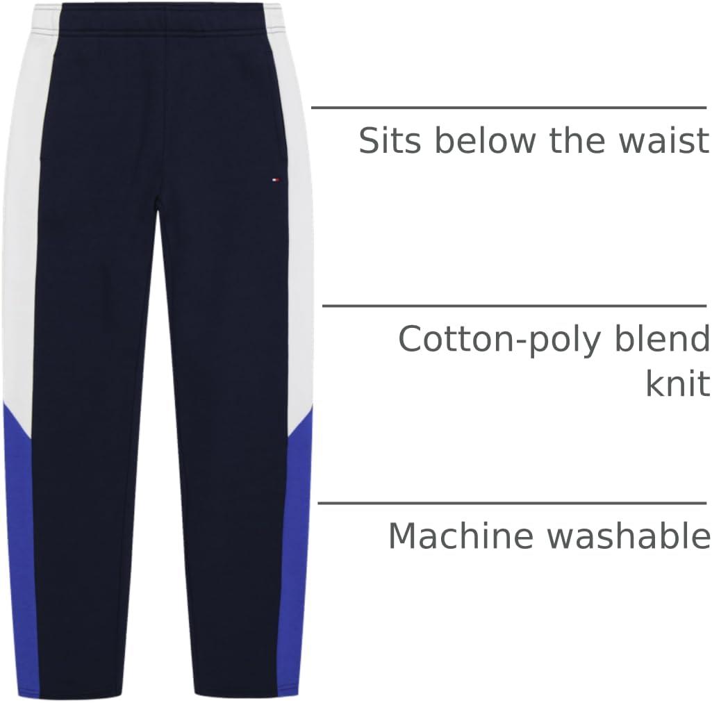 imageTommy Hilfiger Boys Fleece Jogger Sweatpant Drawstring ClosureNavy Blazer Action