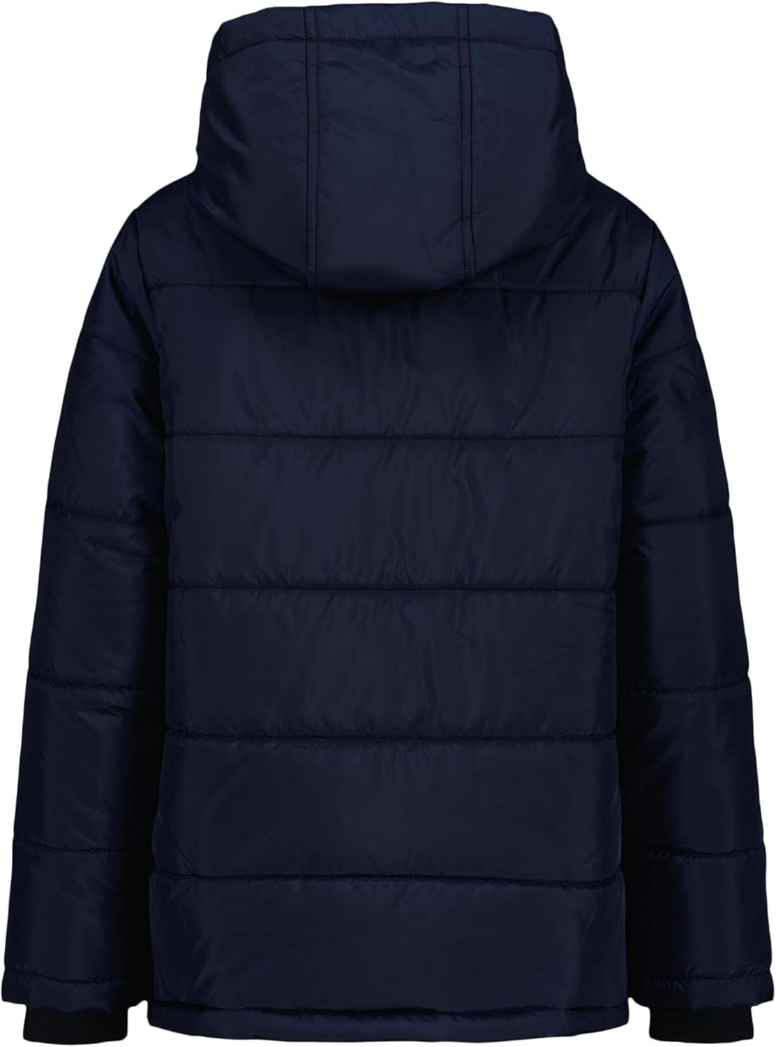 imageTommy Hilfiger Boys Heavyweight Hooded Polar Fleece Lined Puffer JacketSleeve Logo Navy Blazer