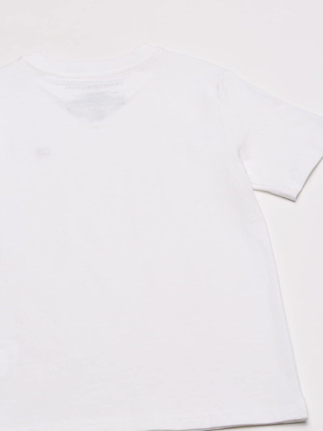 imageTommy Hilfiger Boys Short Sleeve Flag Solid VNeck TShirtClassic Bright White