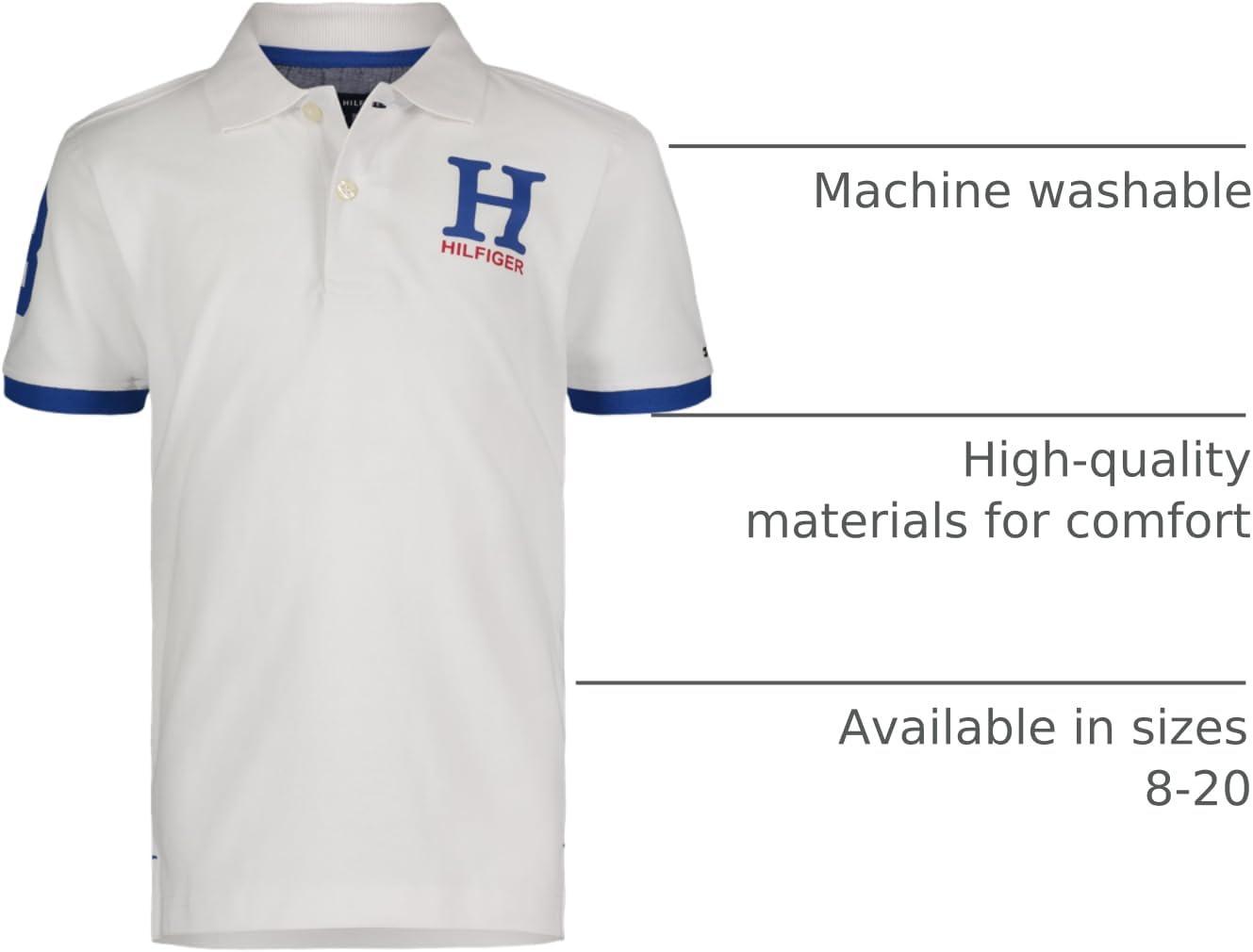 imageTommy Hilfiger Boys Short Sleeve Pique Matt Polo Button ShirtBright White