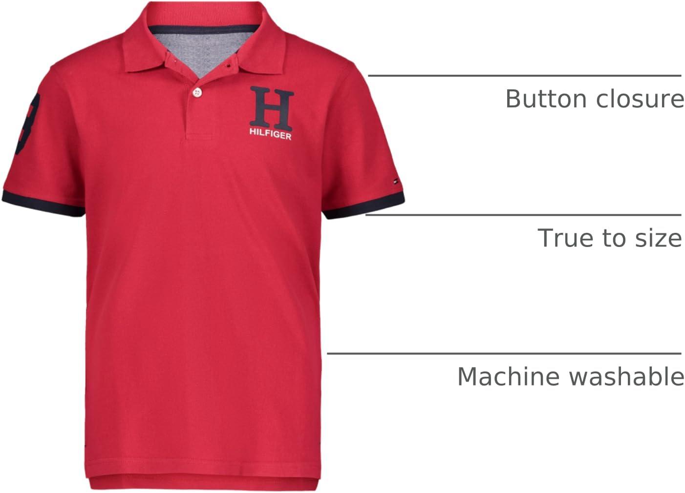 imageTommy Hilfiger Boys Short Sleeve Pique Matt Polo Button ShirtClassic Scarlet Sage