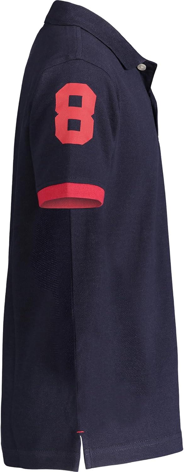 imageTommy Hilfiger Boys Short Sleeve Pique Matt Polo Button ShirtNavy Blazer