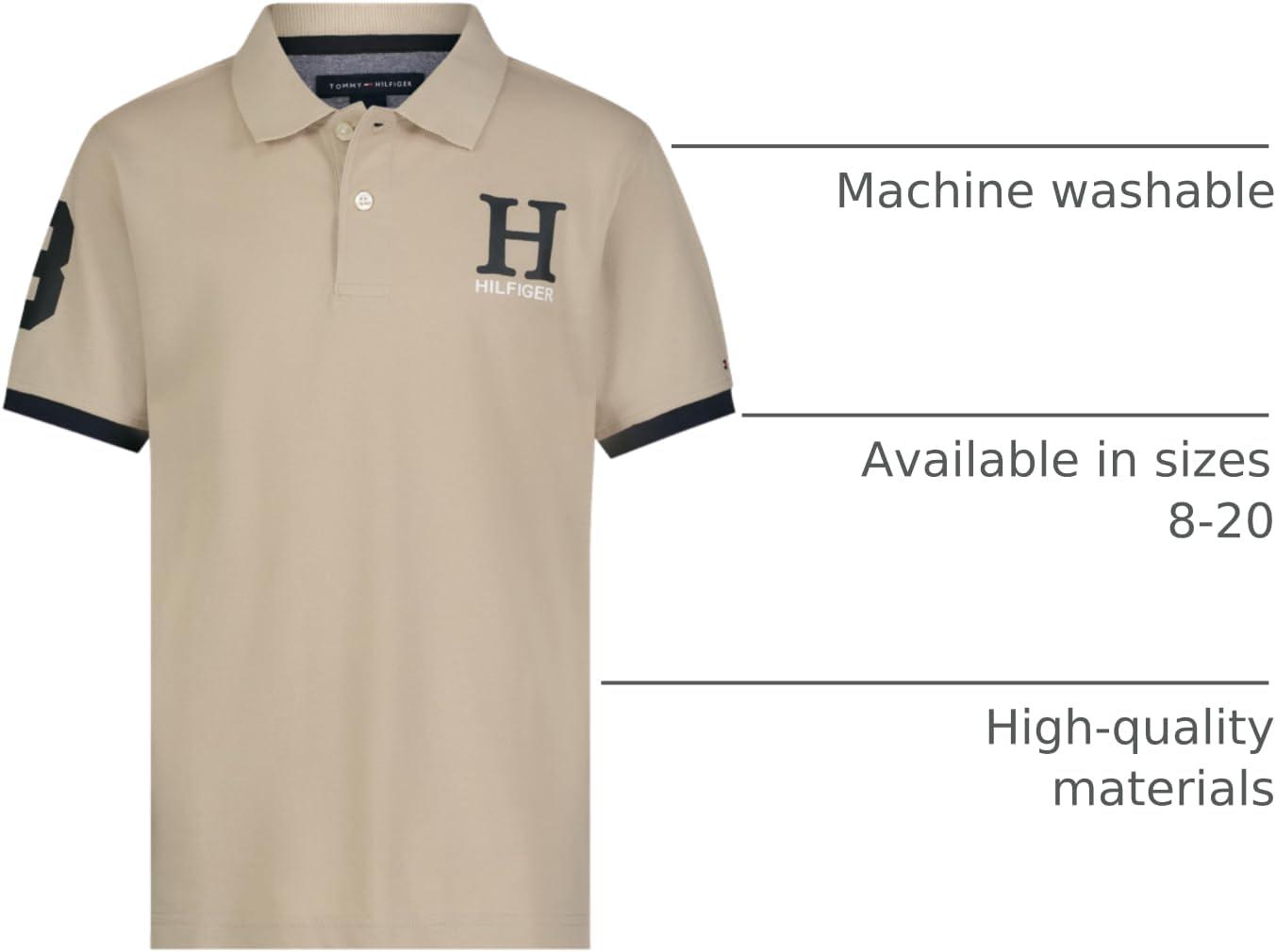 imageTommy Hilfiger Boys Short Sleeve Pique Matt Polo Button ShirtSandalwood