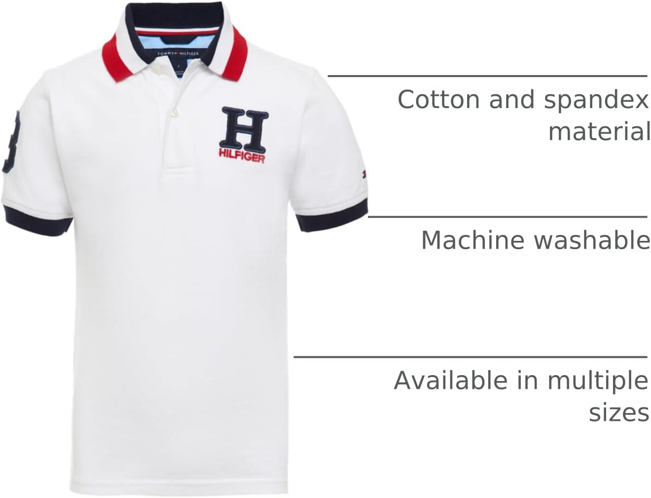 imageTommy Hilfiger Boys Short Sleeve Pique Matt Polo Button ShirtWhite