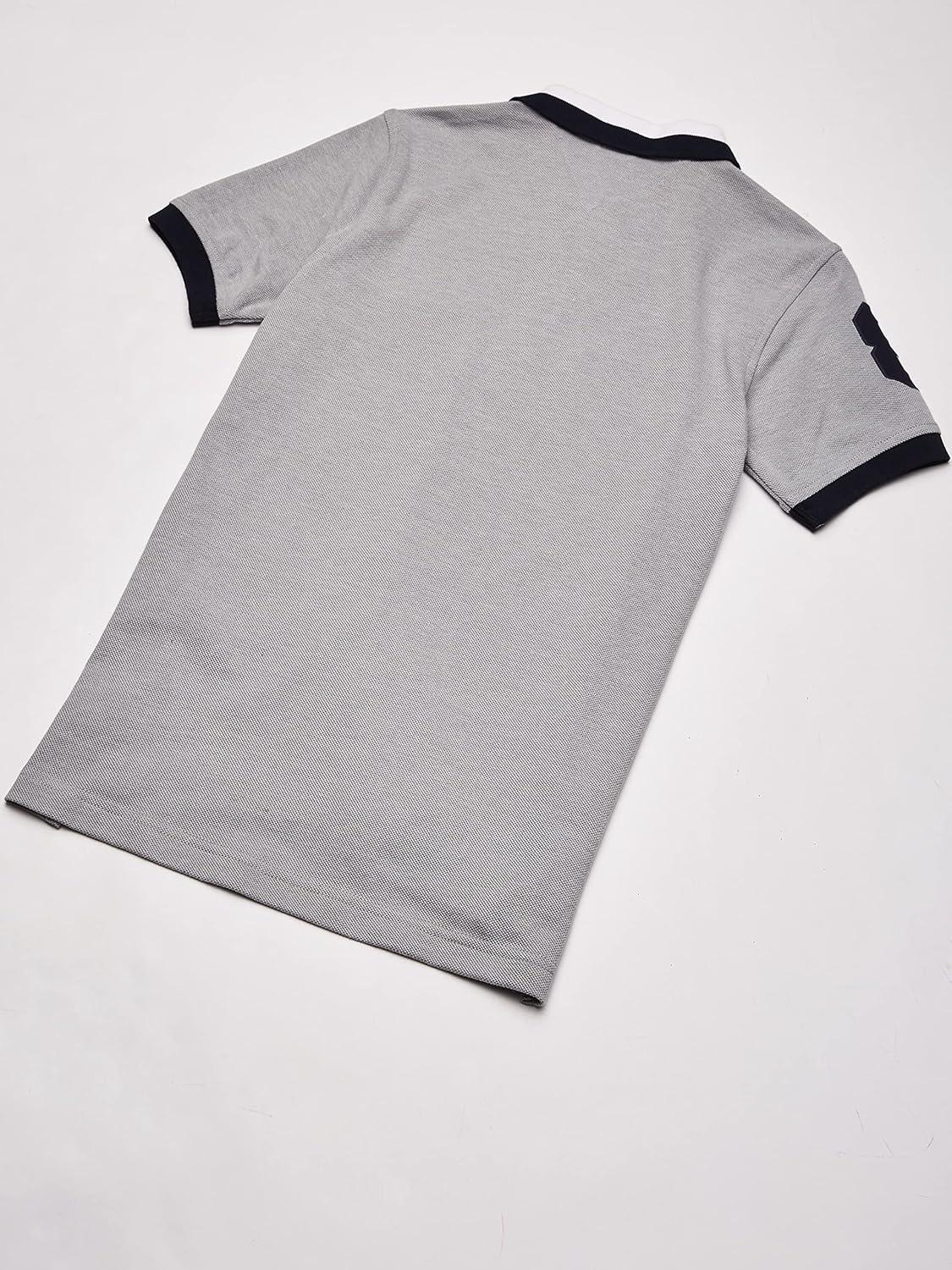 imageTommy Hilfiger Boys Short Sleeve Premium Pique Polo Shirt Button Closure Soft ampamp ComfortableMatt Tricollar Grey Heather