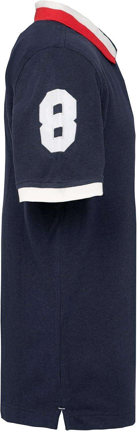 imageTommy Hilfiger Boys Short Sleeve Premium Pique Polo Shirt Button Closure Soft ampamp ComfortableMatt Tricollar Master Navy