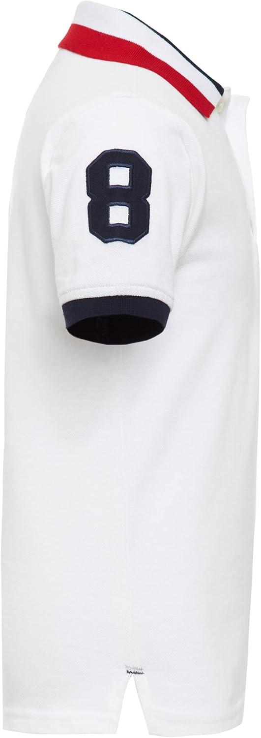 imageTommy Hilfiger Boys Short Sleeve Premium Pique Polo Shirt Button Closure Soft ampamp ComfortableMatt Tricollar White