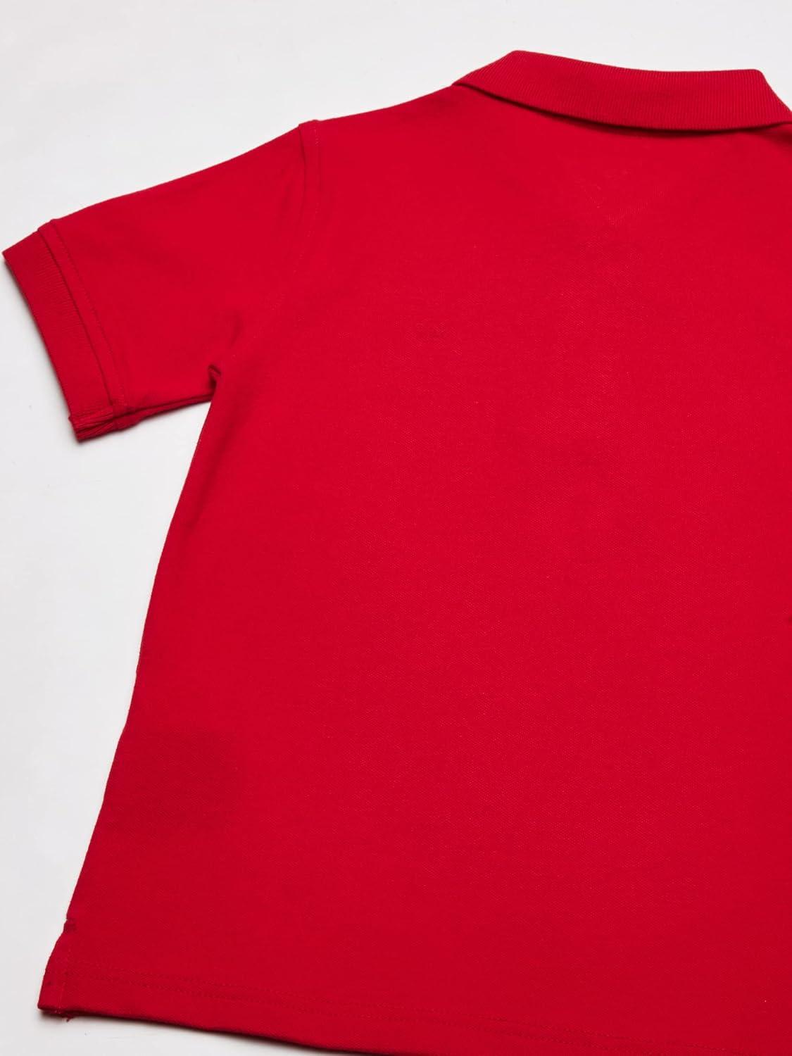 imageTommy Hilfiger Boys Short Sleeve Premium Pique Polo Shirt Button Closure Soft ampamp ComfortableRegal Red Stretch