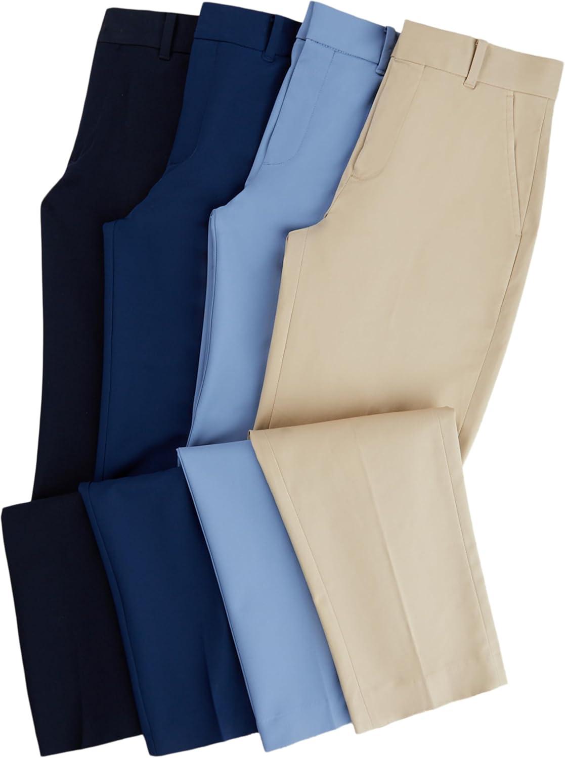 imageTommy Hilfiger Boys Th Flex Stretch Performance Dress Pant Straight Leg Fit Zip Fly ampamp Belt Loops Side ampamp Back PocketsBank Blue Performance