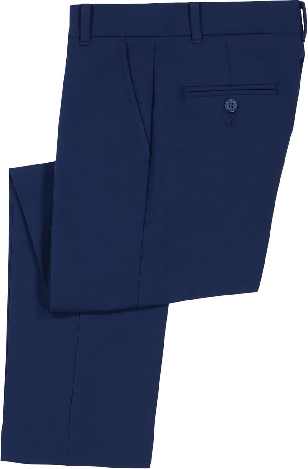 imageTommy Hilfiger Boys Th Flex Stretch Performance Dress Pant Straight Leg Fit Zip Fly ampamp Belt Loops Side ampamp Back PocketsBank Blue Performance