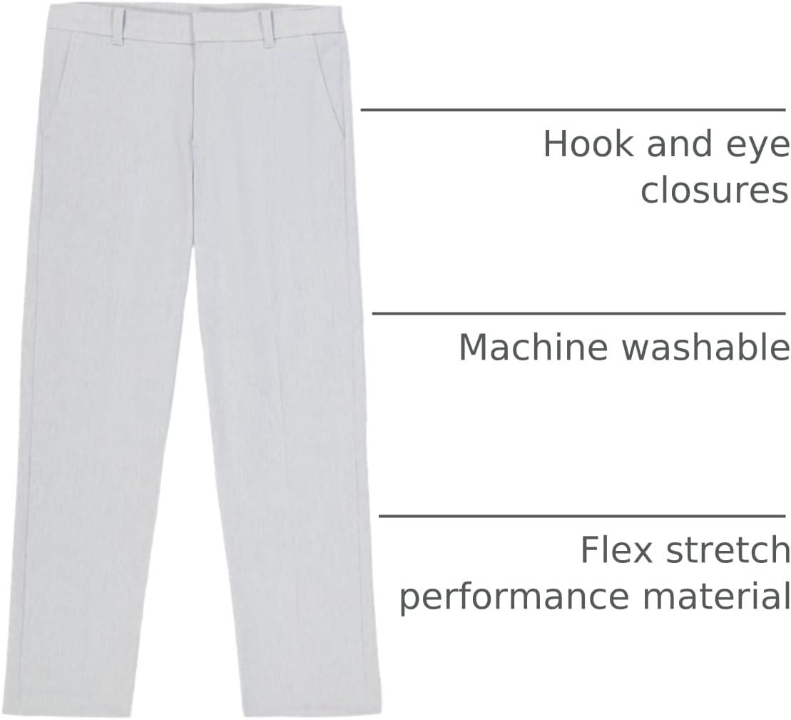 imageTommy Hilfiger Boys Th Flex Stretch Performance Dress Pant Straight Leg Fit Zip Fly ampamp Belt Loops Side ampamp Back PocketsHeather Grey