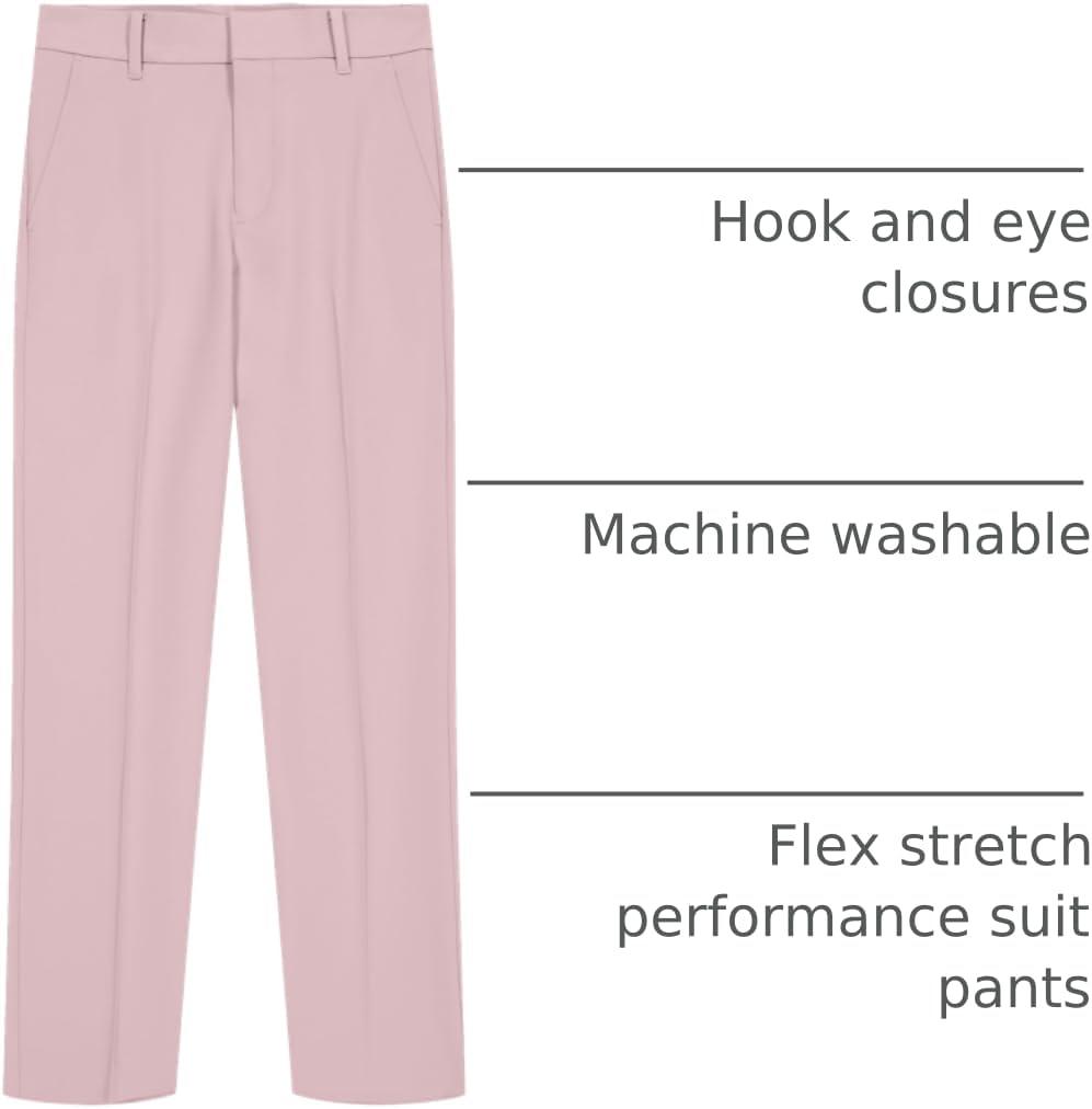 imageTommy Hilfiger Boys Th Flex Stretch Performance Dress Pant Straight Leg Fit Zip Fly ampamp Belt Loops Side ampamp Back PocketsParfait Pink