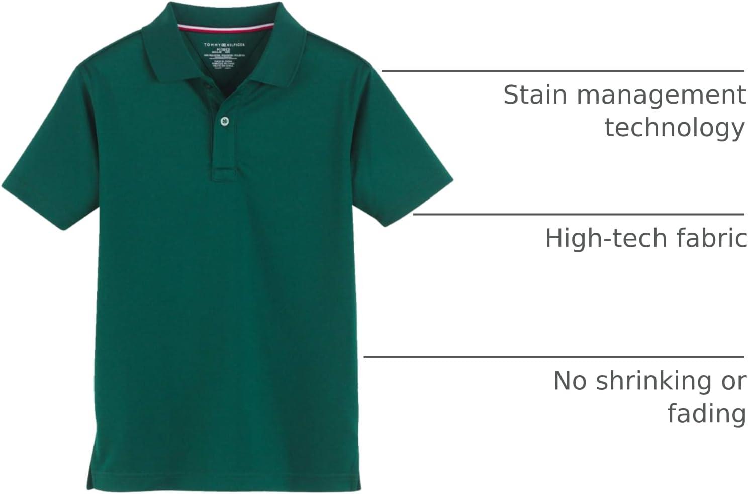 imageTommy Hilfiger CoEd Short Sleeve Kids School Uniform Performance Polo ShirtHunter