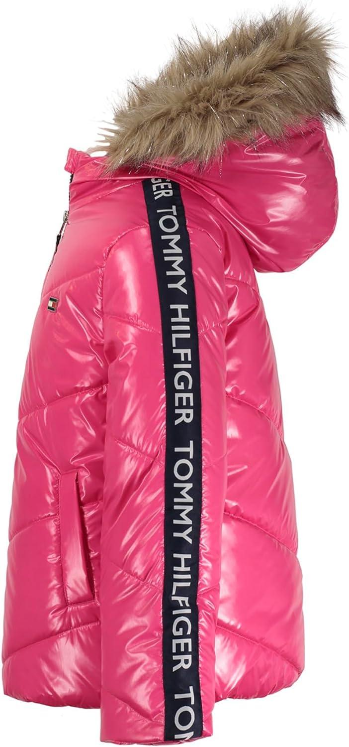 imageTommy Hilfiger Girls Chevron Puffer Big KidsFuchsia Purple
