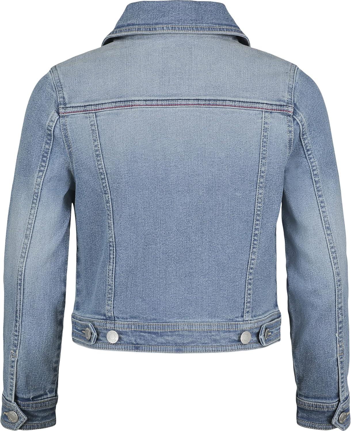 imageTommy Hilfiger Girls Classic Jean Jacket Denim Coat With Embroidered Logo ampamp Front PocketsNolita Wash