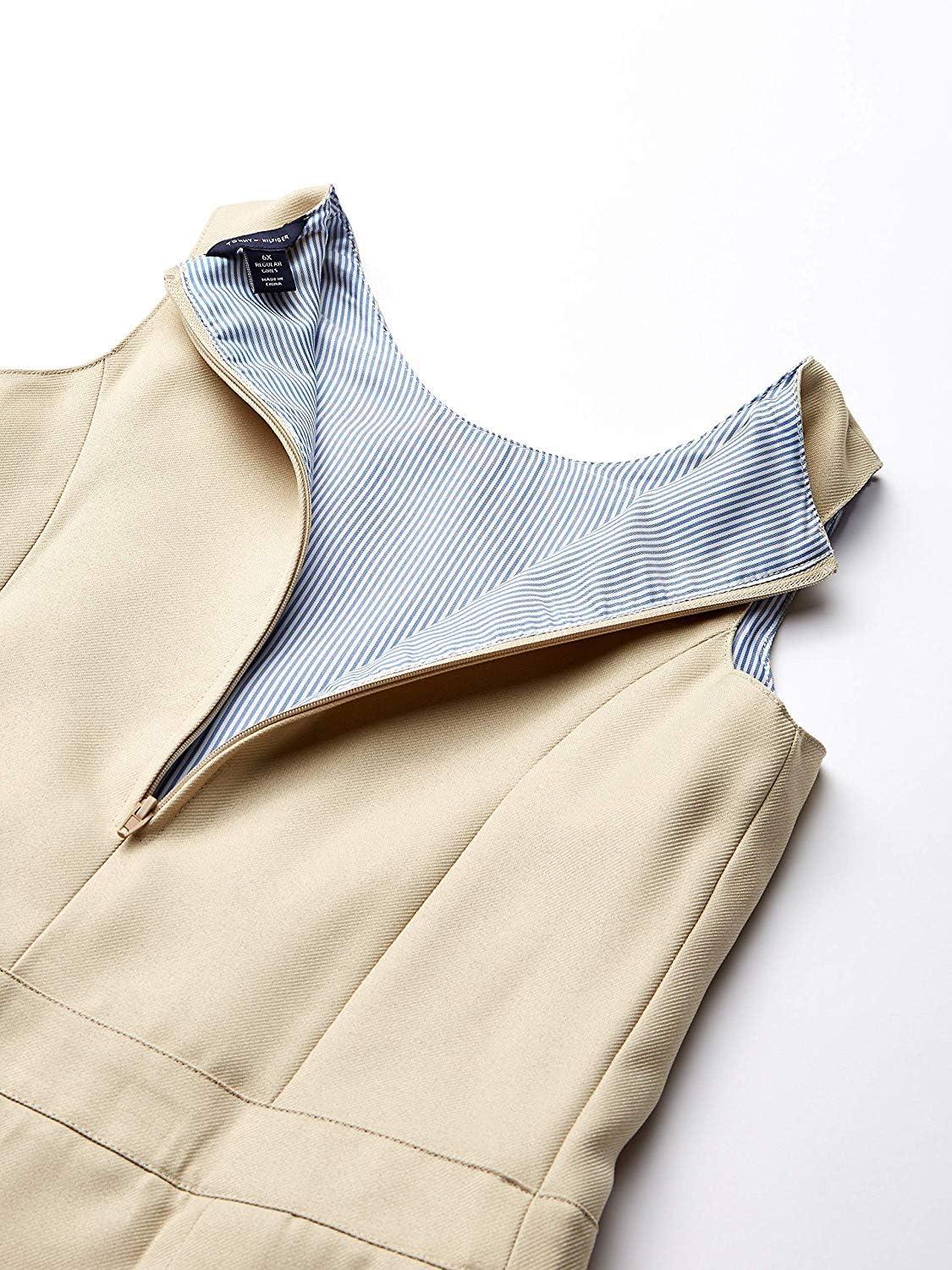imageTommy Hilfiger Girls Fully Lined Timeless Solid Jumper Dress School UniformKhaki