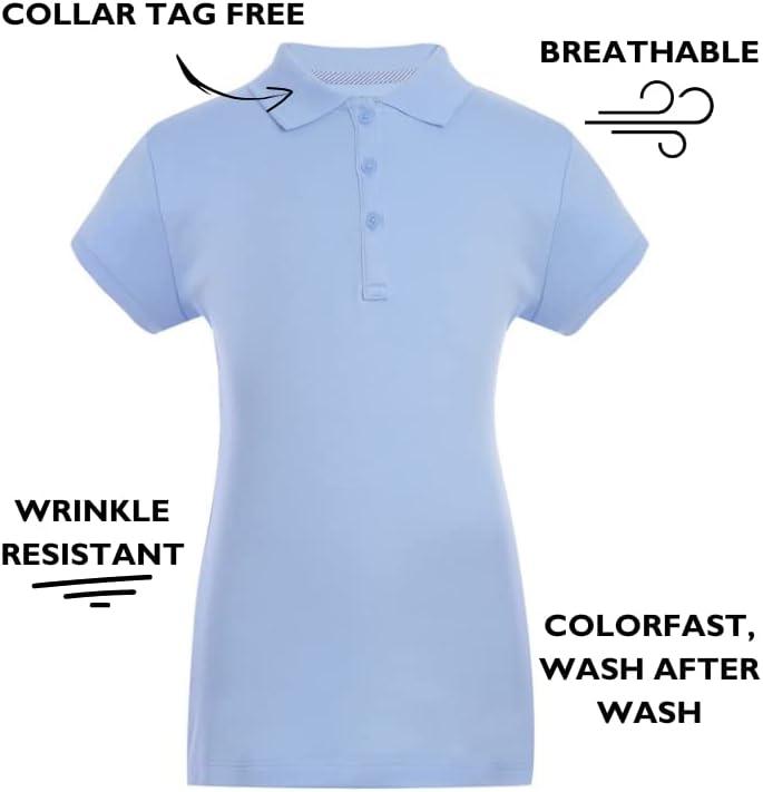imageTommy Hilfiger Girls Long Sleeve Fitted Interlock Polo School Uniform ShirtNavy