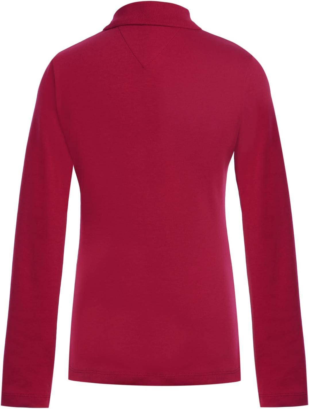 imageTommy Hilfiger Girls Long Sleeve Fitted Interlock Polo School Uniform ShirtRed
