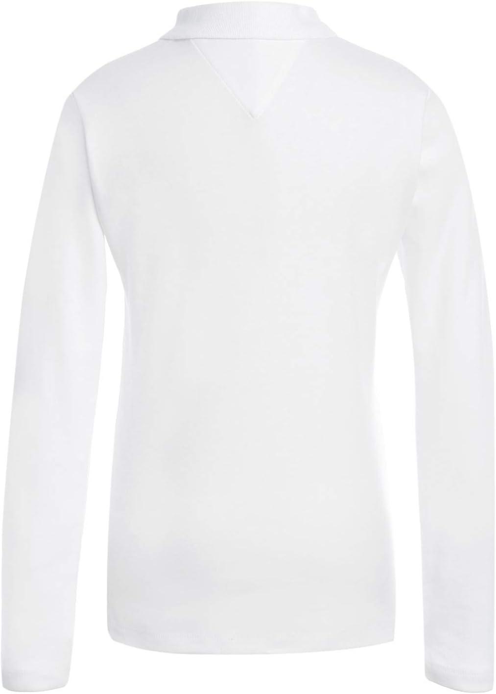imageTommy Hilfiger Girls Long Sleeve Fitted Interlock Polo School Uniform ShirtWhite