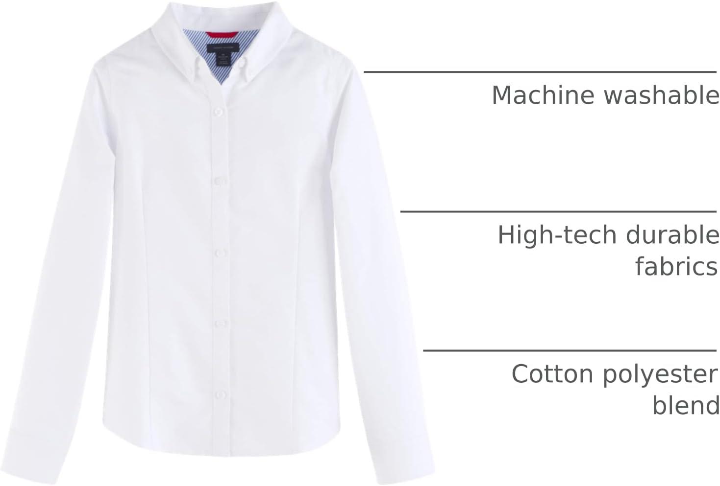 imageTommy Hilfiger Girls Long Sleeve Oxford Girls Buttondown Collar BlouseWhite