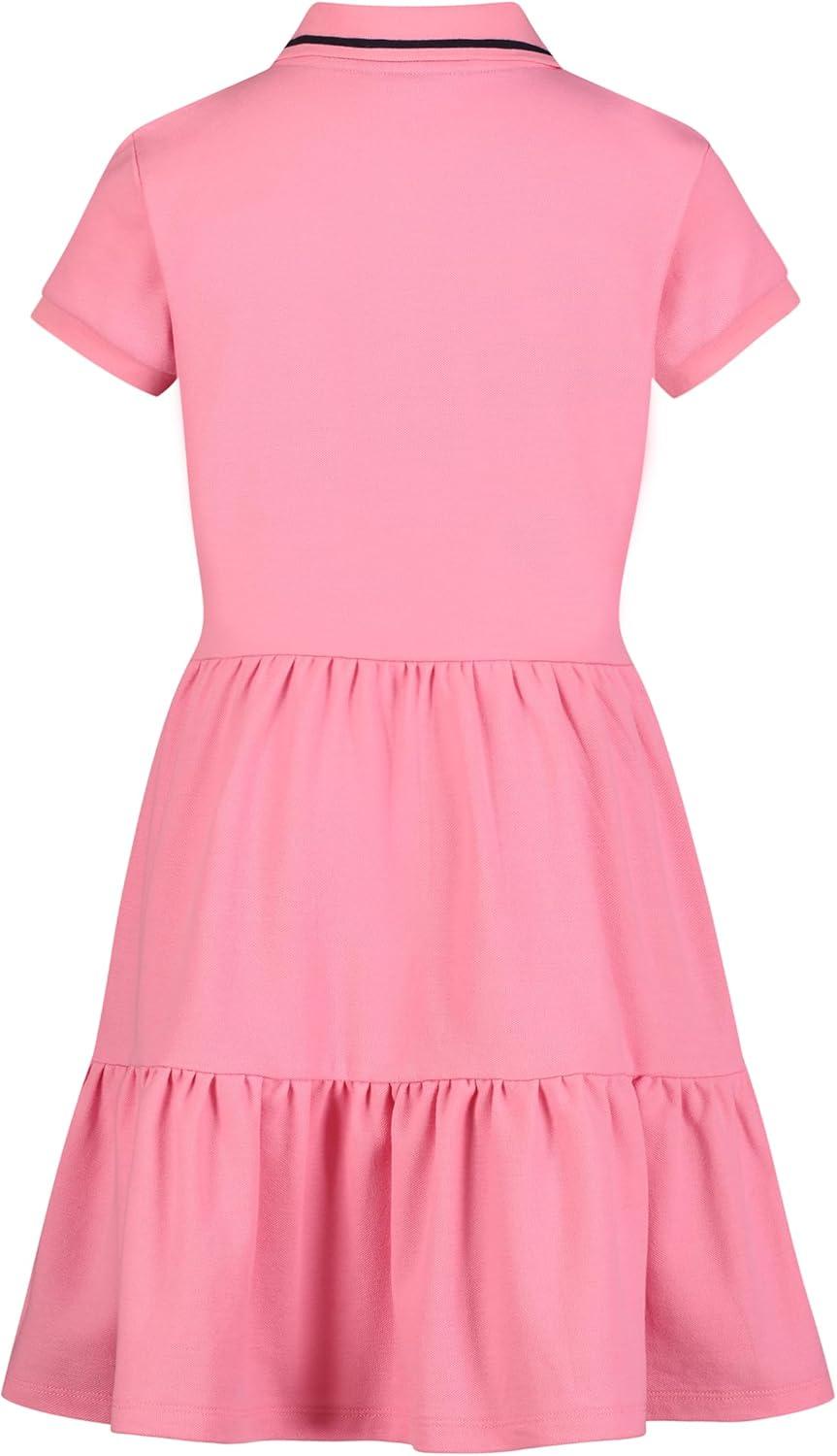 imageTommy Hilfiger Girls Short Sleeve Knit Polo Dress Everyday Casual Wear Soft ampamp Comfortable FitTiered Morning Glory