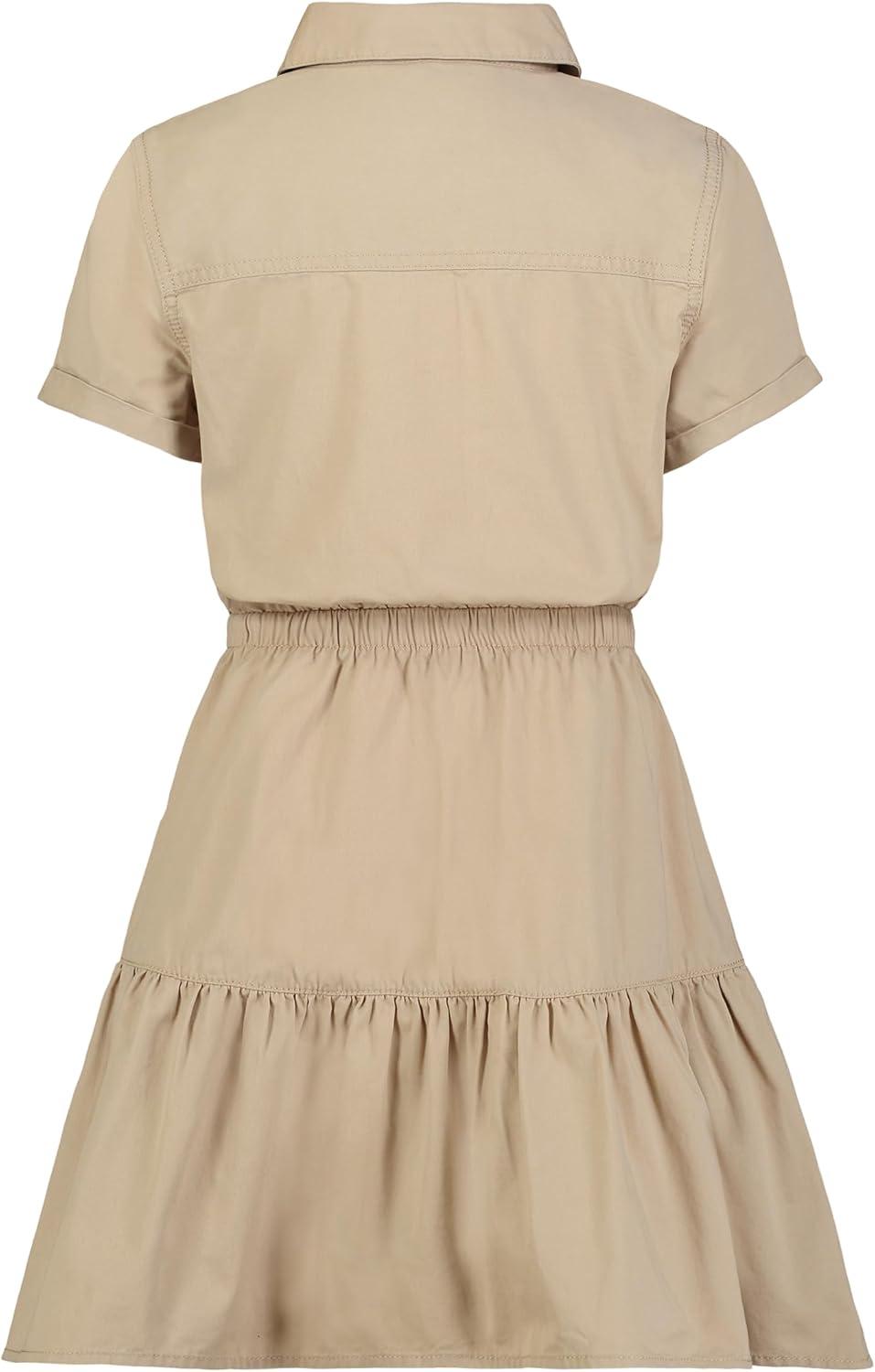 imageTommy Hilfiger Girls Short Sleeve Lightweight Denim Dress Collared with Cinched WaistIrish Cream Twill