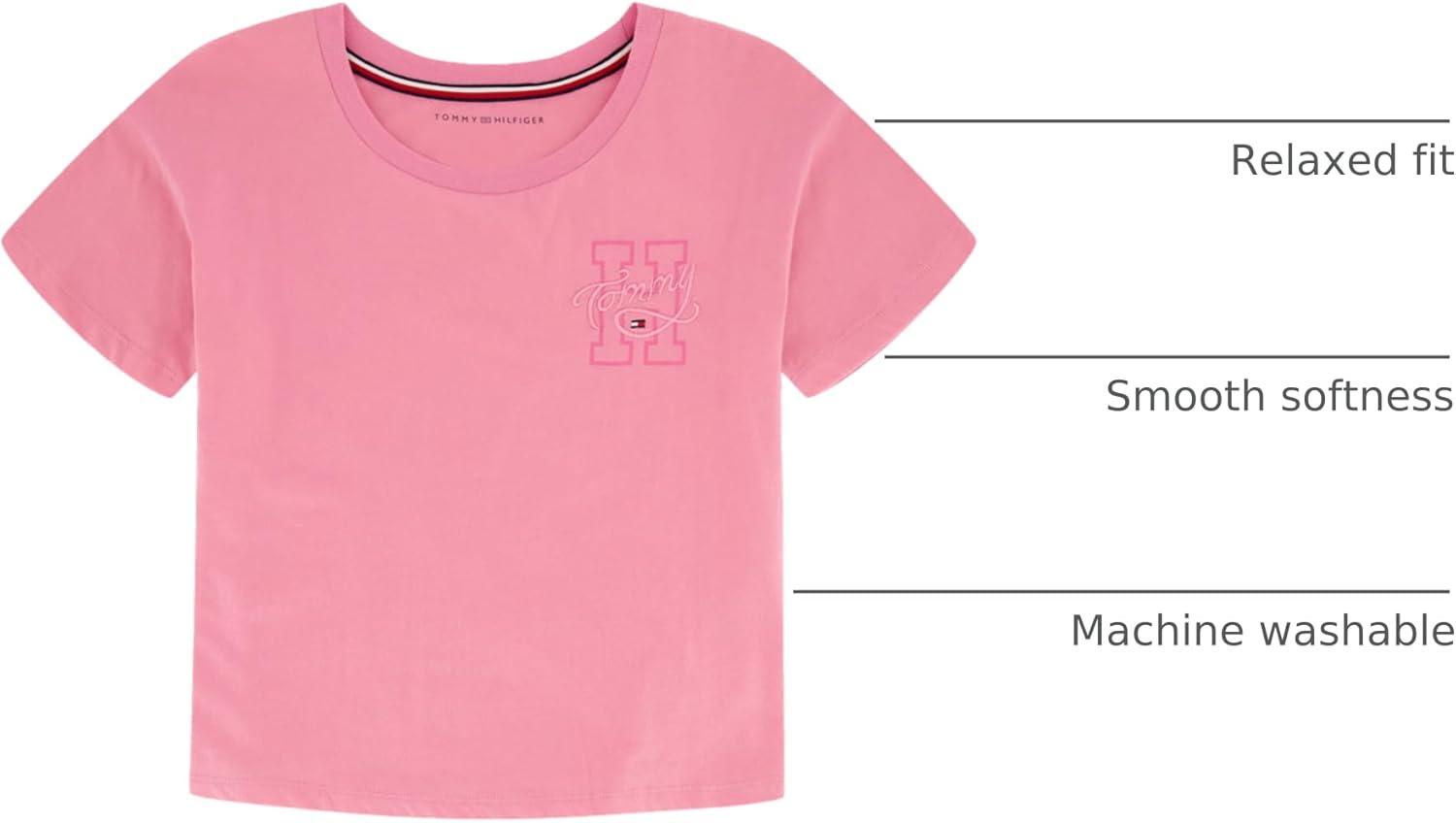 imageTommy Hilfiger Girls Tommy 1985 Flag Tee Big KidsSea Pink Logo