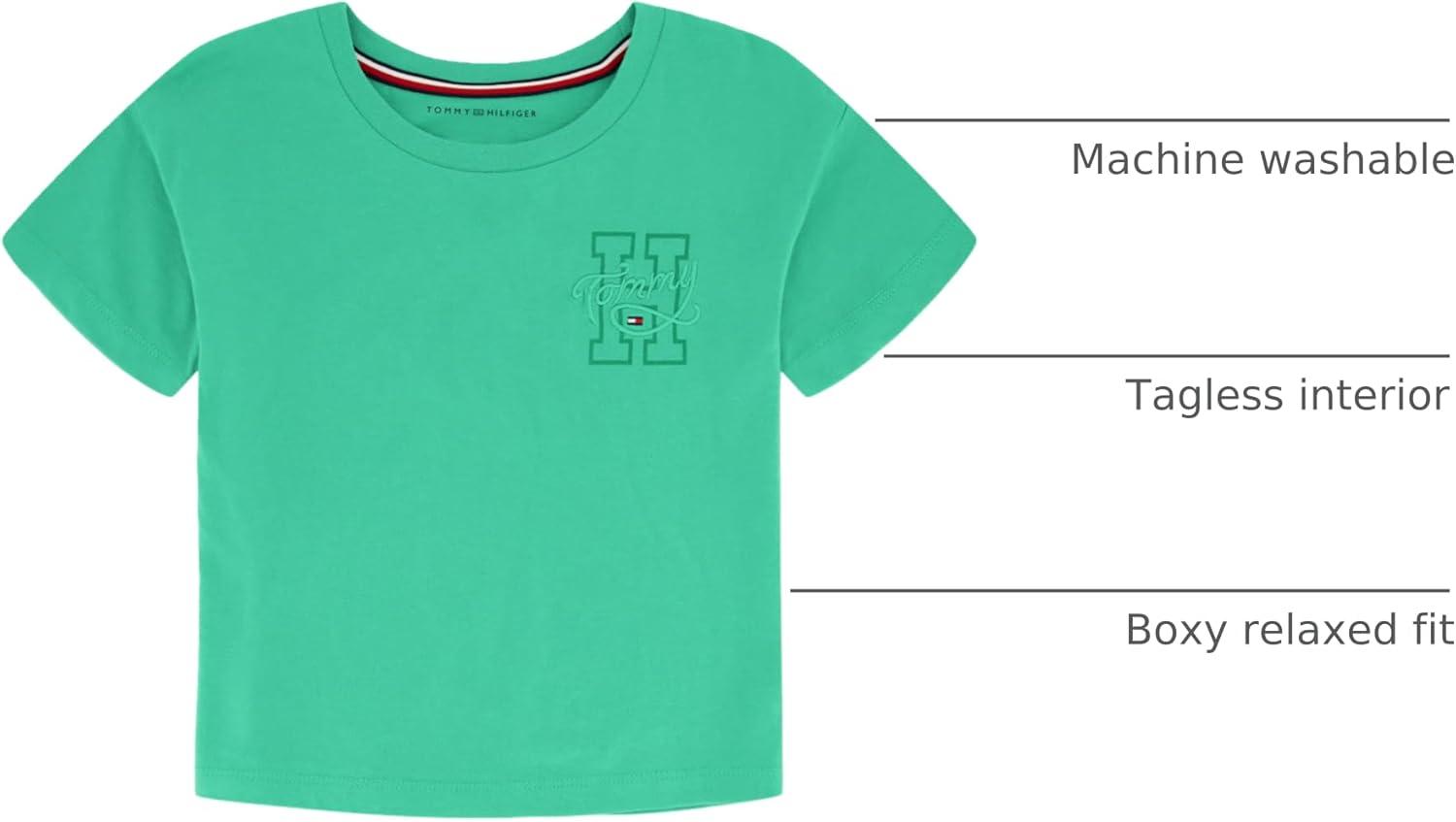 imageTommy Hilfiger Girls Tommy 1985 Flag Tee Big KidsWinter Green Logo