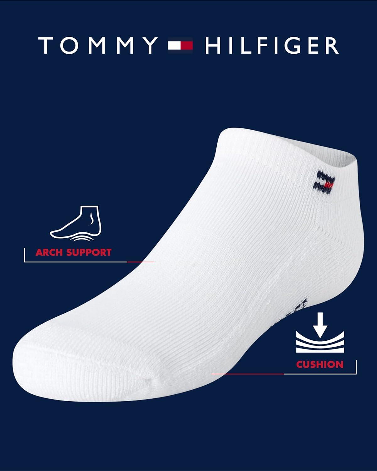 imageTommy Hilfiger Kids Athletic Socks 6 Pack Breathable No Show Low Cut Ankle Socks for Boys and Girls Sizes SLAssorted